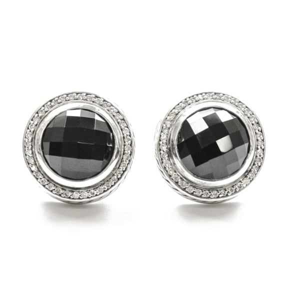 David Yurman Jewelry - David Yurman Large Onyx & Diamond Earrings